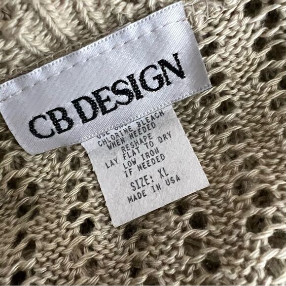 CB Design Vintage tan three quarter sleeve knot button down cardigan size XL - Picture 4 of 6